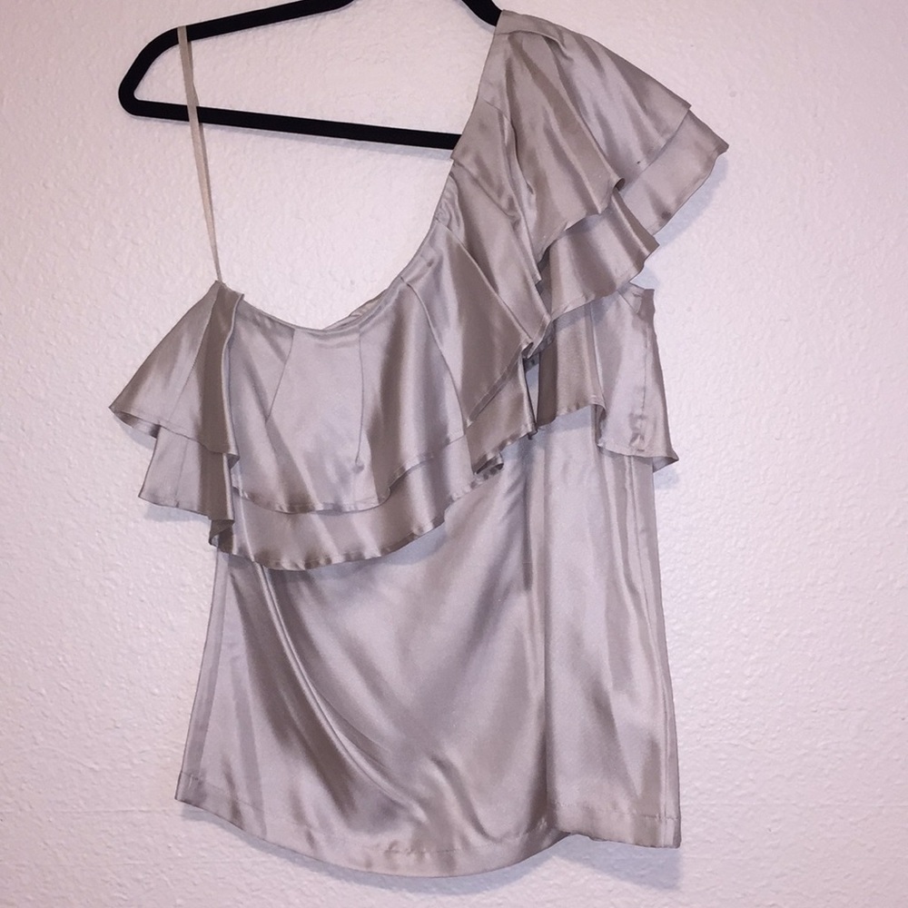 Silver One Shoulder Top